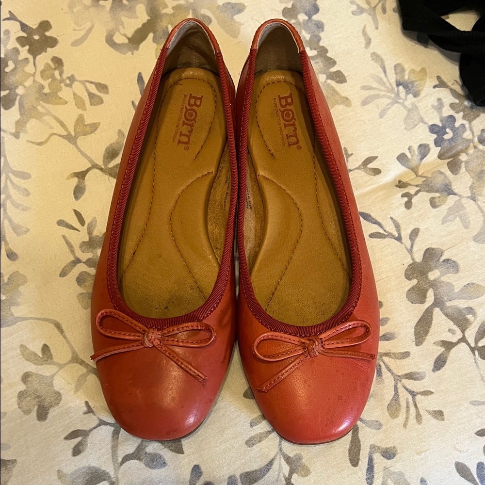 Born leather ballet flats brown orange sz 6